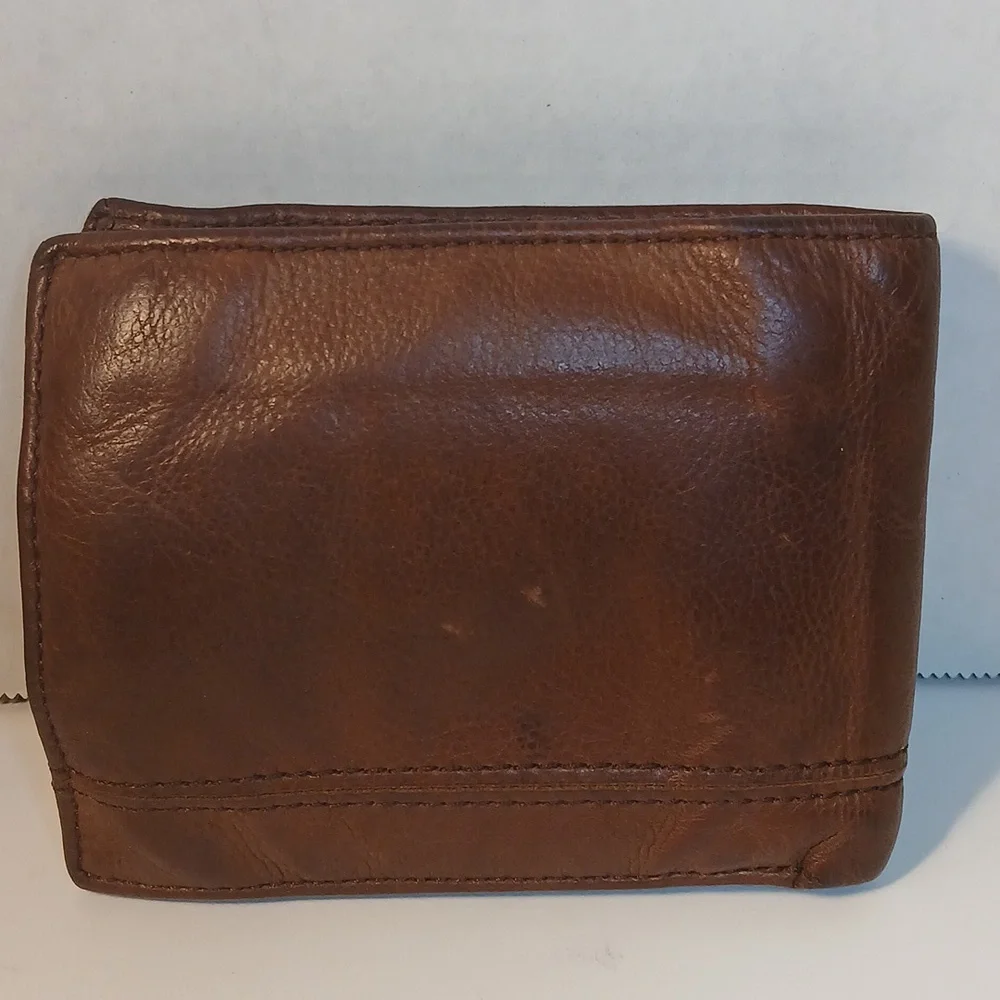 Fat Face Brown Leather Trifold Card Wallet